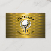 Goud Elegant Dames Golf Monogram Ontwerp Visitekaartje (Voorkant)