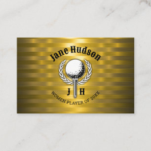 Goud Elegant Dames Golf Monogram Ontwerp Visitekaartje