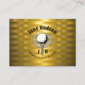 Goud Elegant Dames Golf Monogram Ontwerp Visitekaartje (Voorkant)