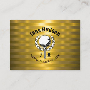 Goud Elegant Dames Golf Monogram Ontwerp Visitekaartje