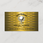 Goud Elegant Dames Golf Monogram Ontwerp Visitekaartje (Achterkant)