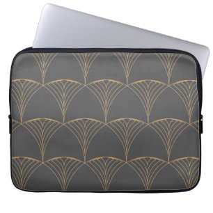 Goud, elegant, eenvoudig luxe traditioneel patroon laptop sleeve