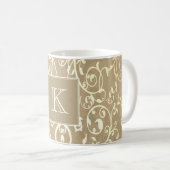 Goud Elegant Floury Monogram Mok (Voorkant rechts)