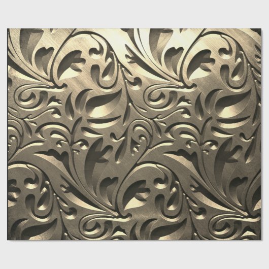 Goud elegant gegraveerd metaal ziet er abstract ui cadeaupapier (Vlak)