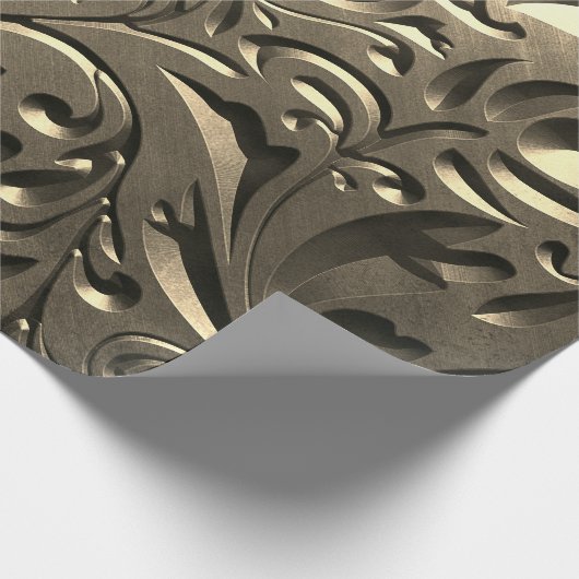 Goud elegant gegraveerd metaal ziet er abstract ui cadeaupapier (Hoek)