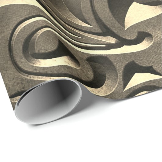 Goud elegant gegraveerd metaal ziet er abstract ui cadeaupapier (Rol Hoek)