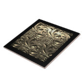 Goud elegant gegraveerd metaal ziet er abstract ui tegeltje (Zijkant)