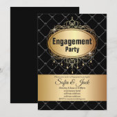 Goud, elegant, glitter, Engagement party Kaart (Voorkant / Achterkant)