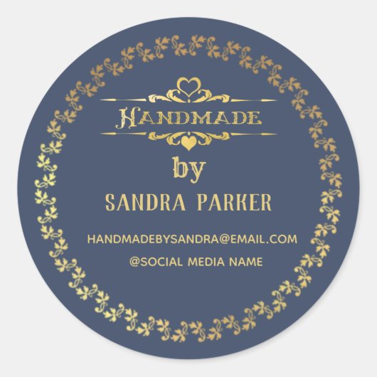 Goud elegant handgemaakt ronde sticker (Voorkant)