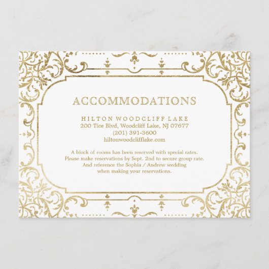 Goud elegant  huwelijksfeest informatiekaartje (Voorkant)