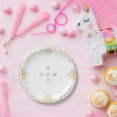 Goud elegant  huwelijksmonogram papieren bordje (Feest)