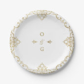 Goud elegant huwelijksmonogram papieren bordje (Voorkant)