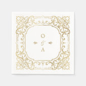 Goud elegant  huwelijksmonogram servet (Voorkant)
