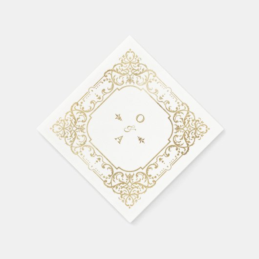 Goud elegant  huwelijksmonogram servet (Hoek)