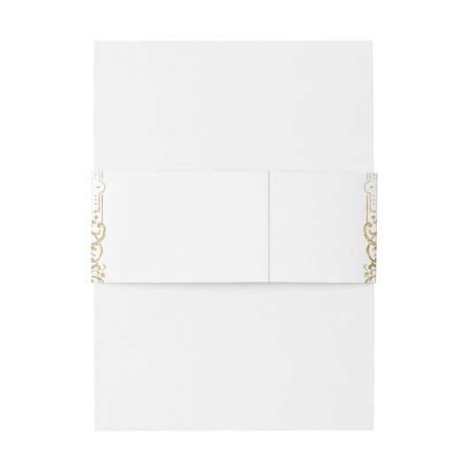 Goud elegant  huwelijksmonogram uitnodigingen wikkel (Achterkant Voorbeeld)