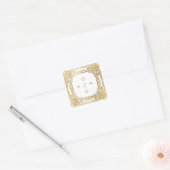 Goud elegant  huwelijksmonogram vierkante sticker (Envelop)