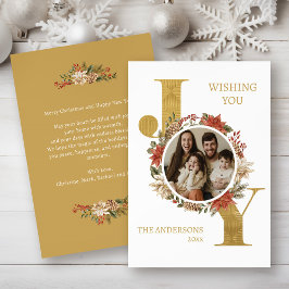 Goud Elegant Joy Foto met Kerstboodschap Feestdagenkaart