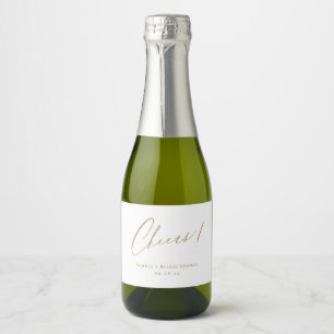 Goud elegant-kaas script minimaal vrijgezellenfees sparkling wijnetiket