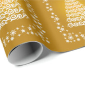 Goud Elegant Kerstboom Wrapping Papier (Rol Hoek)