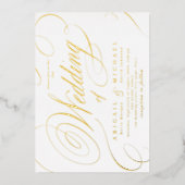 Goud elegant klassiek kalligrafie oud bruiloft folie uitnodiging (Voorkant)