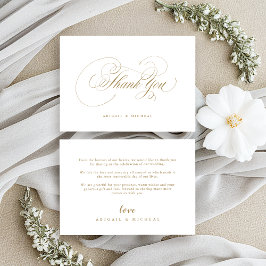 Goud elegant klassiek kalligrafie oud huwelijk bedankkaart