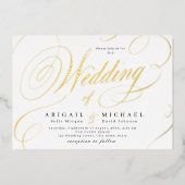 Goud elegant klassiek kalligrafie oud huwelijk folie uitnodiging (Voorkant)