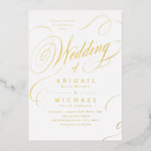 Goud elegant klassiek kalligrafie oud huwelijk folie uitnodiging (Voorkant)