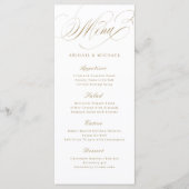 Goud elegant klassiek kalligrafie oud huwelijk menu (Voorkant)