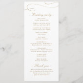 Goud elegant klassiek kalligrafie oud huwelijk programmakaart (Achterkant)