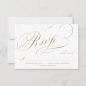 Goud elegant klassiek kalligrafie oud huwelijk RSVP kaartje (Voorkant)