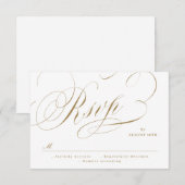 Goud elegant klassiek kalligrafie oud huwelijk RSVP kaartje (Voorkant / Achterkant)