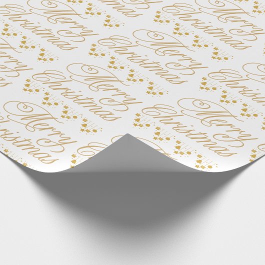 Goud Elegant Merry Christmas Letter Wrapping papie Cadeaupapier (Hoek)