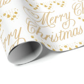 Goud Elegant Merry Christmas Letter Wrapping papie Cadeaupapier (Rol Hoek)