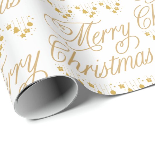 Goud Elegant Merry Christmas Letter Wrapping papie Cadeaupapier (Rol Hoek)