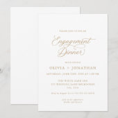 Goud Elegant Modern Kalligrafie Verloving Diner Kaart (Voorkant / Achterkant)