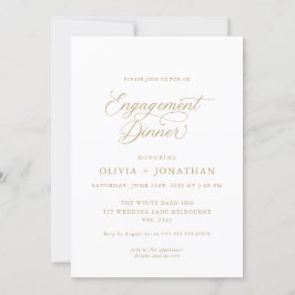 Goud Elegant Modern Kalligrafie Verloving Diner Kaart