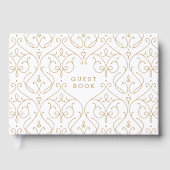 Goud elegant modern klassiek wijnjaar bruiloft gastenboek (Voorkant)