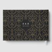 Goud elegant modern klassiek wijnjaar bruiloft gastenboek (Achterkant)