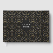 Goud elegant modern klassiek wijnjaar bruiloft gastenboek (Voorkant)