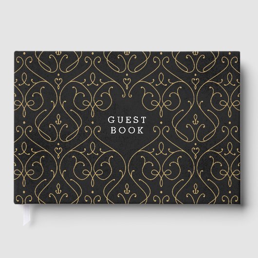 Goud elegant modern klassiek wijnjaar bruiloft gastenboek (Voorkant)