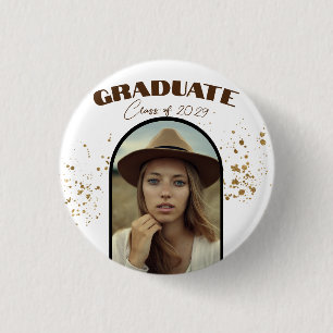 Goud Elegant Modern Pin Education Afstuderen Ronde Button 3,2 Cm
