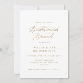 Goud Elegant Modern Script Bruidsmeisjes Brunch Kaart