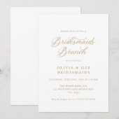 Goud Elegant Modern Script Bruidsmeisjes Brunch Kaart (Voorkant / Achterkant)