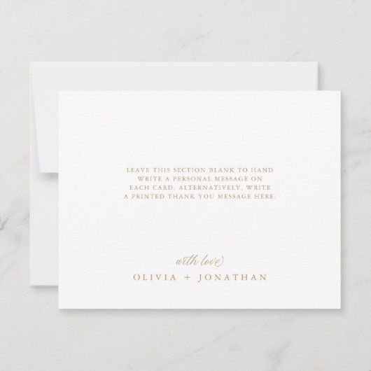 Goud Elegant Modern Script Kalligrafie Dank u Kaart (Achterkant)