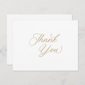 Goud Elegant Modern Script Kalligrafie Dank u Kaart (Voorkant / Achterkant)