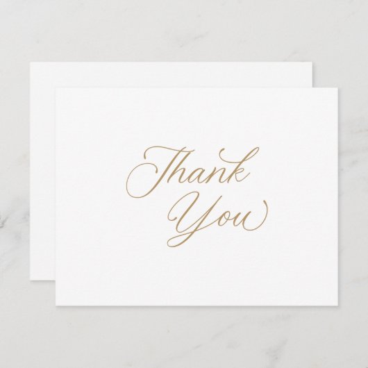 Goud Elegant Modern Script Kalligrafie Dank u Kaart (Voorkant / Achterkant)
