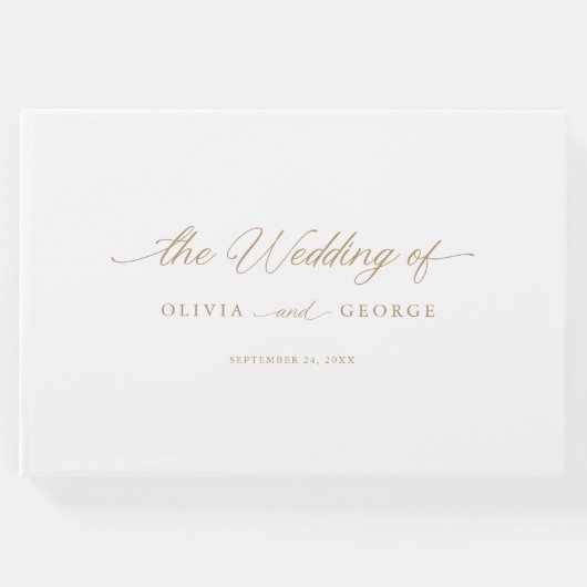 Goud Elegant Modern Script Kalligrafie Gastenboek (Voorkant)