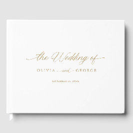 Goud Elegant Modern Script Kalligrafie Gastenboek
