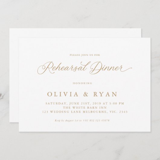 Goud Elegant Modern Script Kalligrafie Kaart (Voorkant / Achterkant)