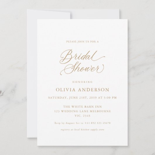 Goud Elegant Modern Script Kalligrafie Kaart (Voorkant)